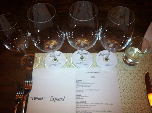 Menu do especial Wine Dinner Braida & Expand no Dalva e Dito