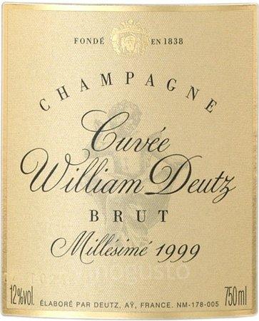 Rótulo do reluzente Cuvée Willian Deutz 1999
